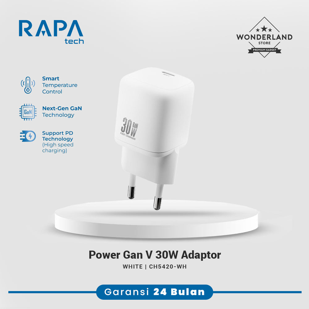 RAPAtech Power GaN V 20W 30W Charger iPhone Android Include USB-C to C Cable