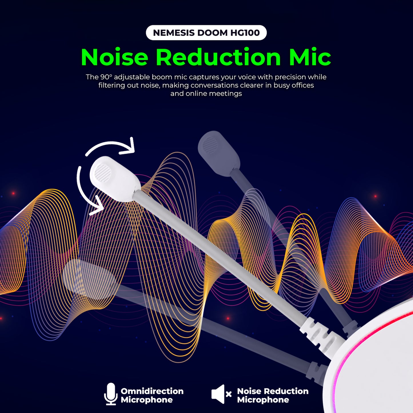 Nemesis DOOM HG100 Headset Gaming 7.1 Virtual Surround RGB Ultra-Lightweight with Microphone