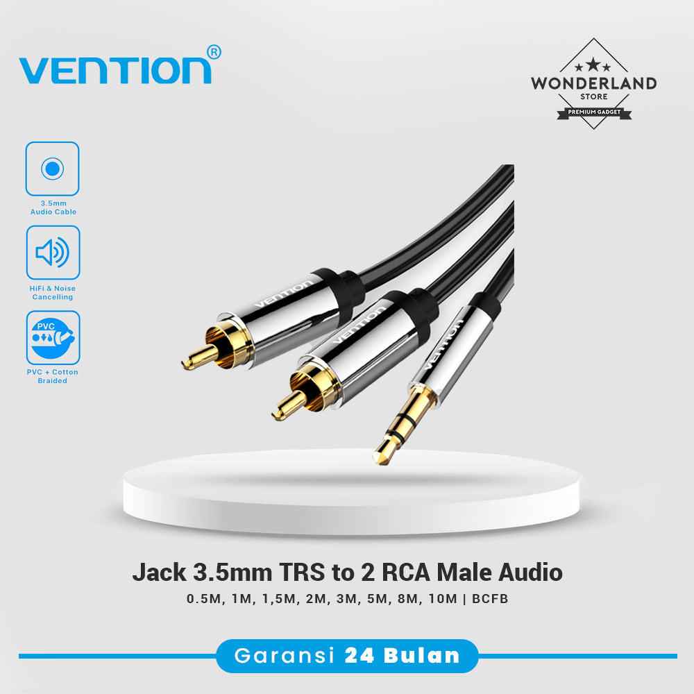Vention Kabel Adapter Cable Jack Audio 3.5mm Male to 2 RCA Male High Quality - BCF