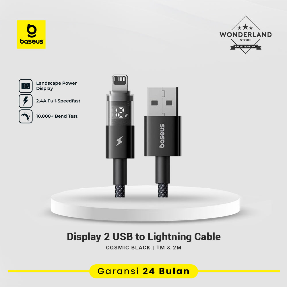 Baseus Display 2 Kabel Data USB to Lightning 2.4A Display Indicator Fast Charging