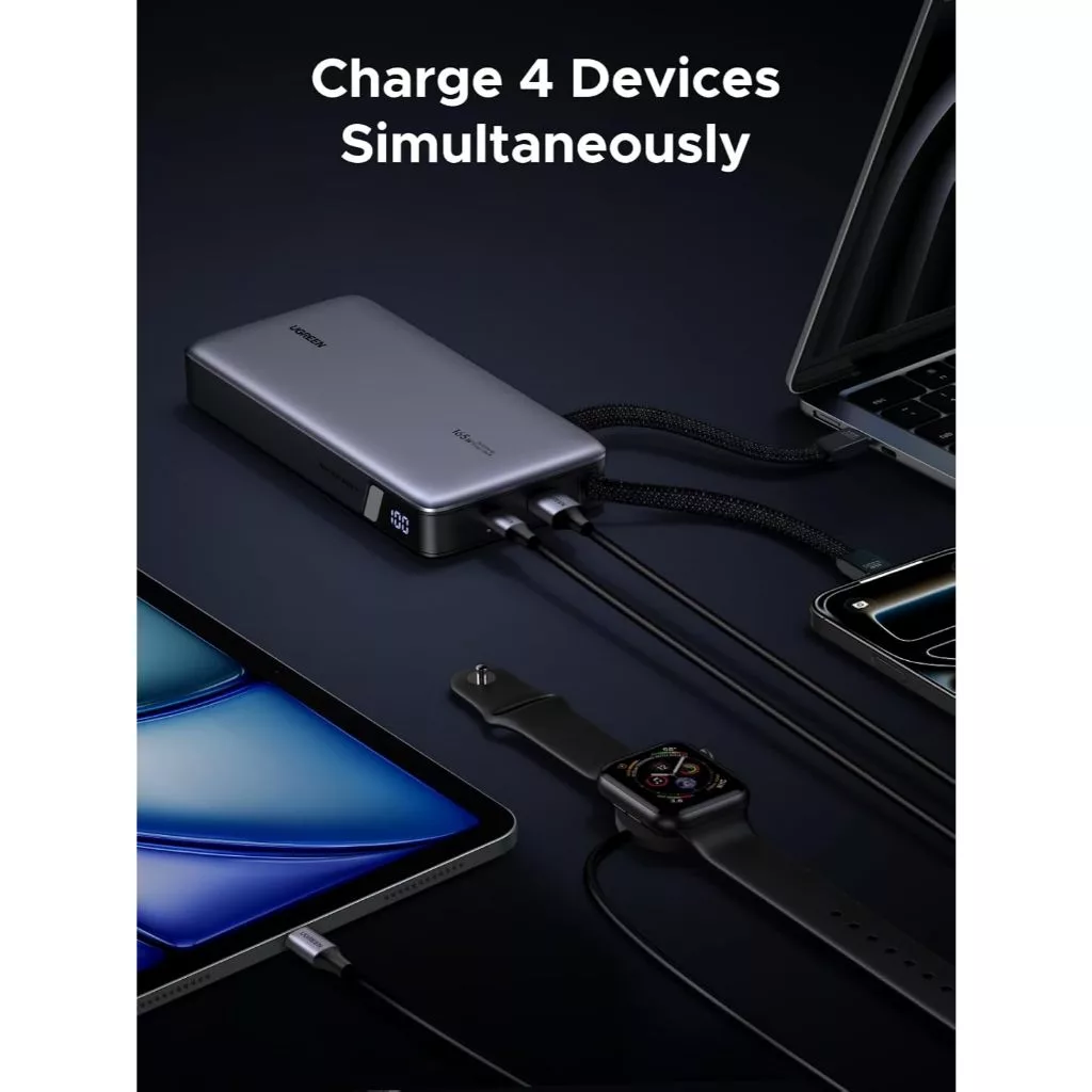 Ugreen Powerbank 165W 25000mAh Built in Cable USB-C PD QC PPS SCP LED Display