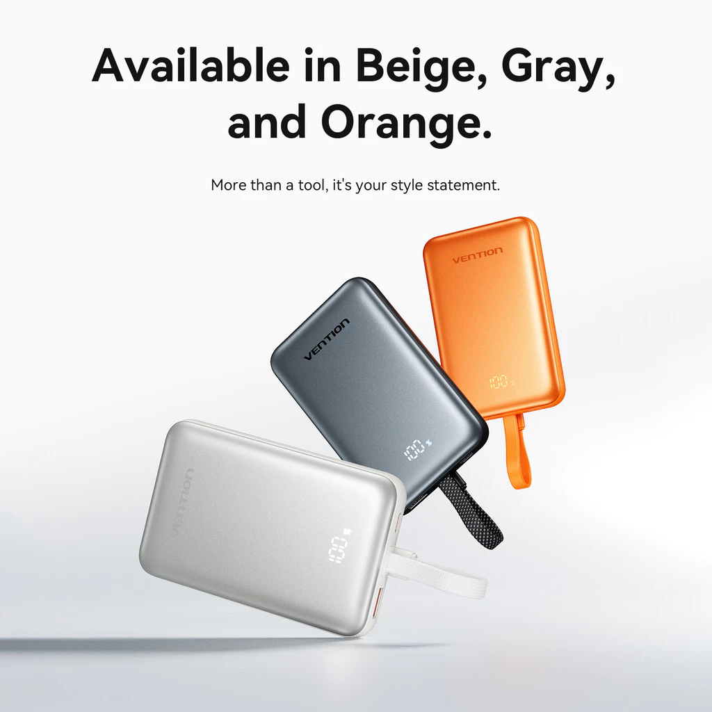 Vention CCC Magnetic Powerbank 10000mAh Fast Charging 22.5W Wireless 15W Built in Cable USB-C