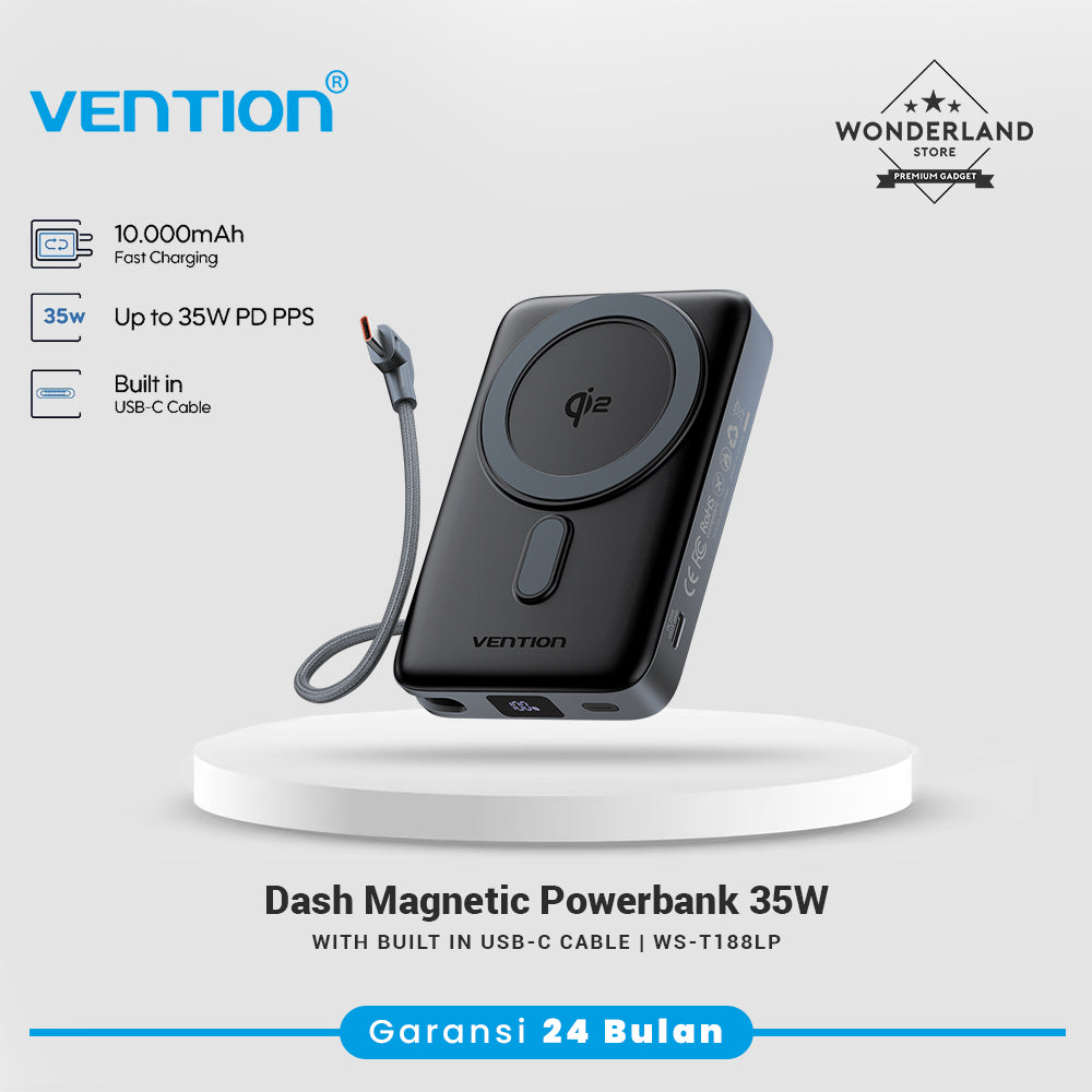 Vention CCC Powerbank Wireless 35W Magnetic Qi2 Powerbank 10000mAh 35W PD PPS LED Display
