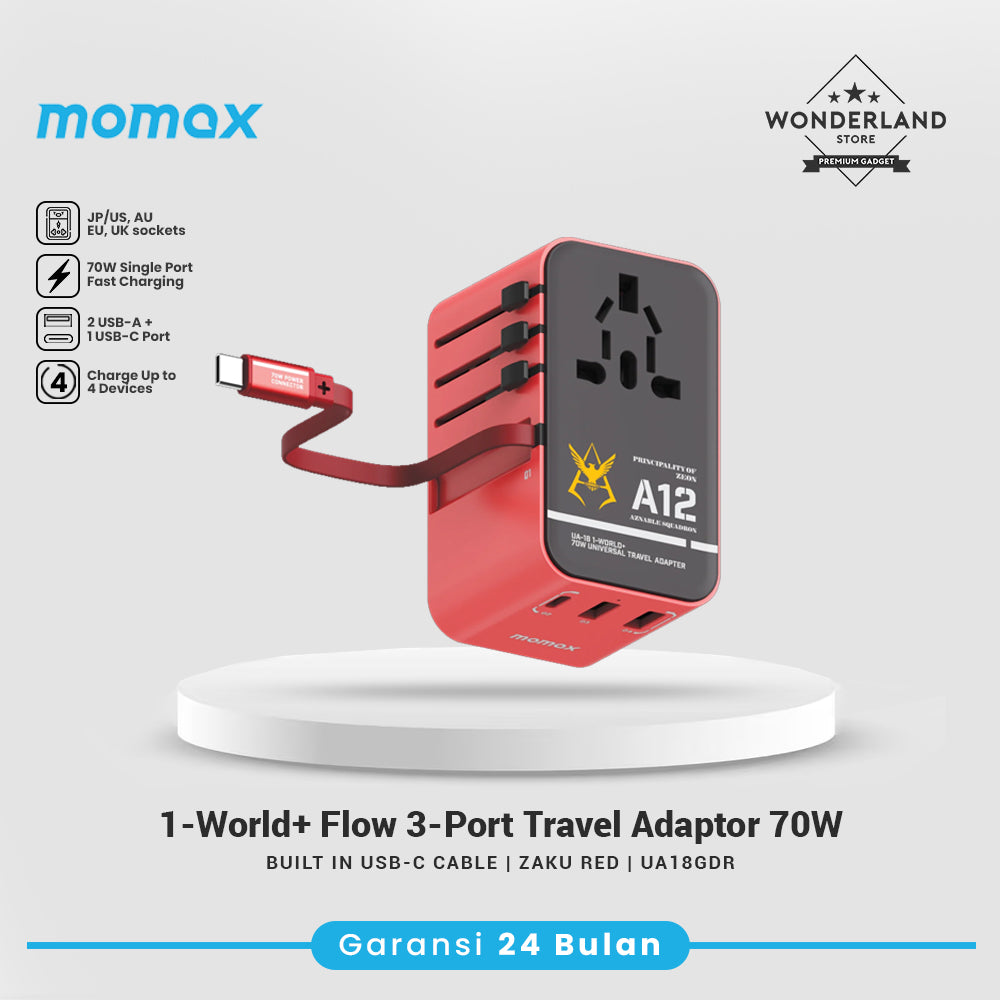 Momax Universal Travel Adaptor 1-World+ Flow 4-Port Travel Charger 35W/70W USB-C+USB-A UA18 UA21