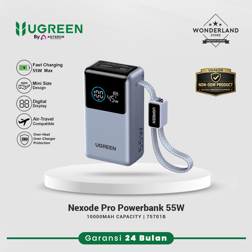 Ugreen Nexode Pro 55W Powerbank 10000mAh Digital Display with Built in USB-C Cable
