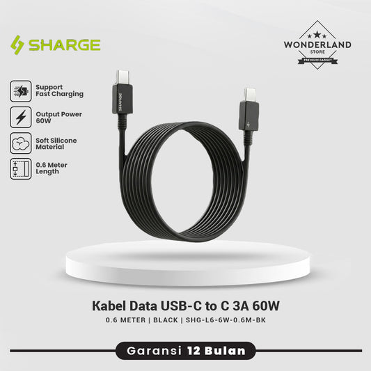Sharge Kabel Data USB-C to C 60W 3A 240W 5A Fast Charging Sillicone Material L6